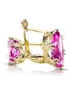 8K žluté zlato 333 Amethyst náušnice vec021x-am Russian Soviet USSR Vintage Jewlery Art Deco style